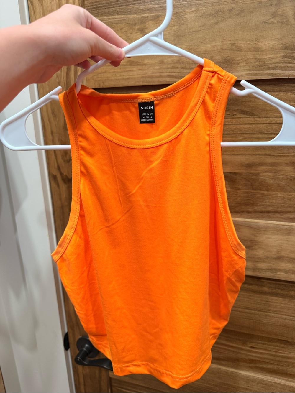 SHEIN Orange Sleeveless Crop Tank Top